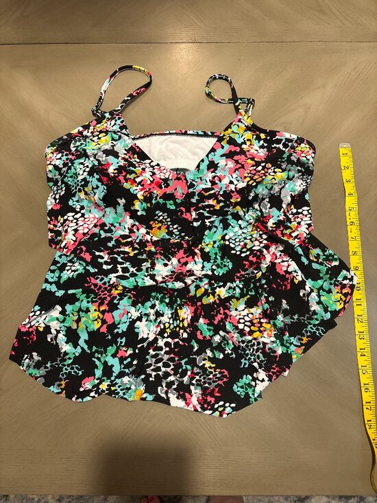 Other - Multicolor Abstract Floral Tiered Tankini Swimsuit Top